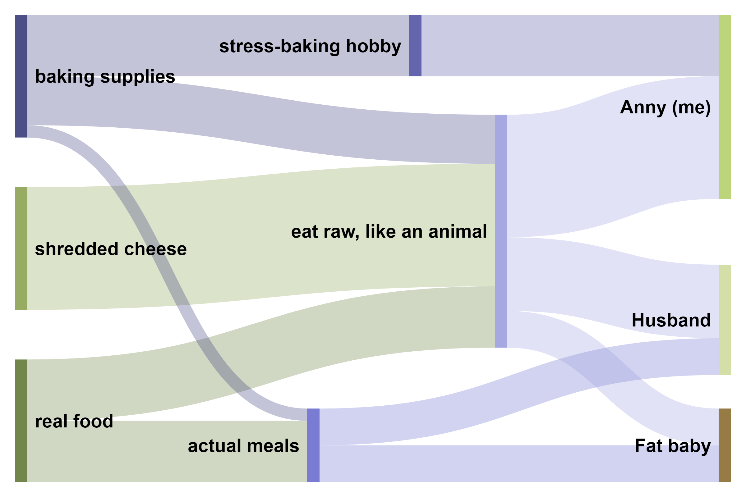 Sankey food diagram of shopping trends. Image by Anny Gano.