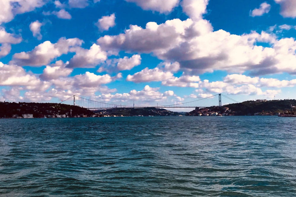 A photo of the Bosphorus Bridge in Istanbul.