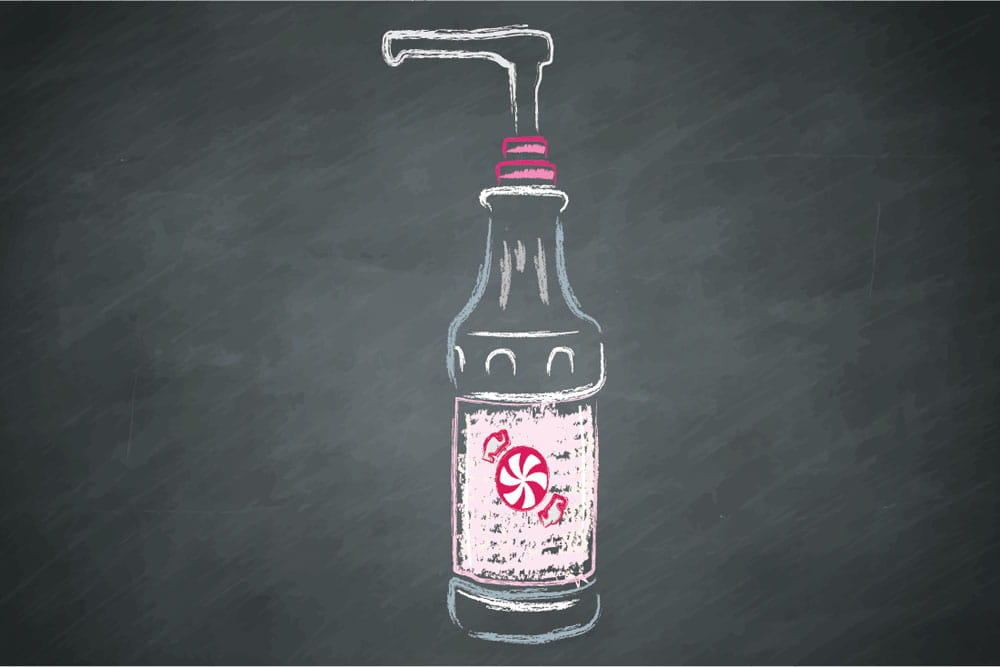 Chalk drawing representing peppermint syrup.